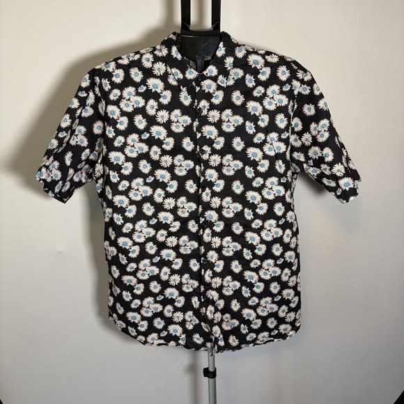 Jogal Other - Jogal Mens XL Black Floral Button Up Shirt Preppy Cotton Summer Artsy Resortwear
